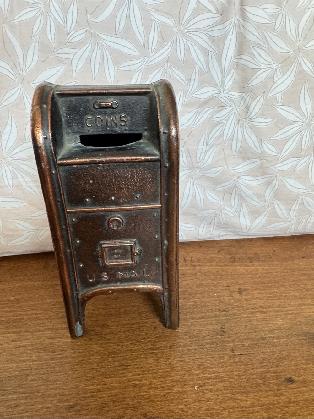 Vintage US Mail Coin Bank - Copper Patina